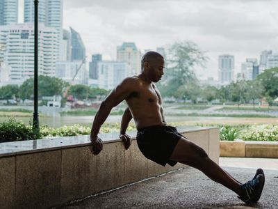 Concentrated man working effectively after exercise