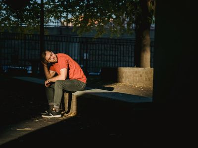 Relaxed man enjoying quiet evening rest